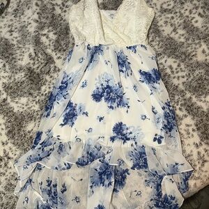 Elegant Blue Floral Dress